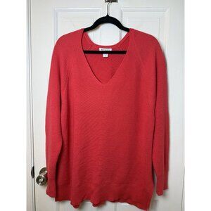Athleta Women's Hanover Refined V-Neck Sweater XL Red Long Sleeve Knit Cozy